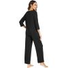 image:imageWiWi Bamboo Viscose Womens Pajama Set 34 Sleeve Pajamas Crewneck Sleepwear Sets Soft Loungewear Pjs with Pockets SXXLBblack