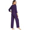 image:imageWiWi Bamboo Viscose Womens Pajama Set 34 Sleeve Pajamas Crewneck Sleepwear Sets Soft Loungewear Pjs with Pockets SXXLBdark Purple