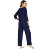 image:imageWiWi Bamboo Viscose Womens Pajama Set 34 Sleeve Pajamas Crewneck Sleepwear Sets Soft Loungewear Pjs with Pockets SXXLBnavy