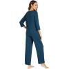 image:imageWiWi Bamboo Viscose Womens Pajama Set 34 Sleeve Pajamas Crewneck Sleepwear Sets Soft Loungewear Pjs with Pockets SXXLBpeacock Blue