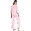 image:imageWiWi Bamboo Viscose Womens Pajama Set 34 Sleeve Pajamas Crewneck Sleepwear Sets Soft Loungewear Pjs with Pockets SXXLBpink