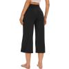 image:imageWiWi Bamboo Viscose womens capri pants Wide Leg Pajama Super Soft Lounge knit Sleep shorts Cooling Pj Bottoms SXXLBblack