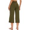 image:imageWiWi Bamboo Viscose womens capri pants Wide Leg Pajama Super Soft Lounge knit Sleep shorts Cooling Pj Bottoms SXXLBdark Army Green