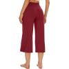 image:imageWiWi Bamboo Viscose womens capri pants Wide Leg Pajama Super Soft Lounge knit Sleep shorts Cooling Pj Bottoms SXXLBwine