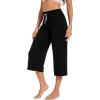image:imageWiWi Bamboo Viscose womens capri pants Wide Leg Pajama Super Soft Lounge knit Sleep shorts Cooling Pj Bottoms SXXLCblack