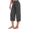 image:imageWiWi Bamboo Viscose womens capri pants Wide Leg Pajama Super Soft Lounge knit Sleep shorts Cooling Pj Bottoms SXXLCcharcoal Heather