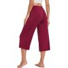 image:imageWiWi Bamboo Viscose womens capri pants Wide Leg Pajama Super Soft Lounge knit Sleep shorts Cooling Pj Bottoms SXXLCwine