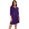 image:imageWiWi Nightgowns for Women 34 Sleeve Sleep Shirts Super Soft Pajamas Gowns Viscose from Bamboo Cooling Nightwear SXXLAdark Purple