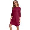 image:imageWiWi Nightgowns for Women 34 Sleeve Sleep Shirts Super Soft Pajamas Gowns Viscose from Bamboo Cooling Nightwear SXXLBwine