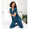 image:imageWiWi Pajamas for Women Bamboo Viscose Soft Ribbed Sleepwear Button Down Top and Pants 2 Piece Loungewear SXXLBblue Floral