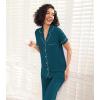 image:imageWiWi Pajamas for Women Bamboo Viscose Soft Ribbed Sleepwear Button Down Top and Pants 2 Piece Loungewear SXXLBdeep Teal