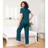 image:imageWiWi Pajamas for Women Bamboo Viscose Soft Ribbed Sleepwear Button Down Top and Pants 2 Piece Loungewear SXXLBdeep Teal