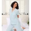 image:imageWiWi Pajamas for Women Bamboo Viscose Soft Ribbed Sleepwear Button Down Top and Pants 2 Piece Loungewear SXXLBlight Blue