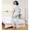 image:imageWiWi Pajamas for Women Bamboo Viscose Soft Ribbed Sleepwear Button Down Top and Pants 2 Piece Loungewear SXXLBlight Blue