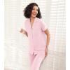 image:imageWiWi Pajamas for Women Bamboo Viscose Soft Ribbed Sleepwear Button Down Top and Pants 2 Piece Loungewear SXXLBpink