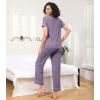 image:imageWiWi Pajamas for Women Bamboo Viscose Soft Ribbed Sleepwear Button Down Top and Pants 2 Piece Loungewear SXXLBviolet