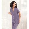 image:imageWiWi Pajamas for Women Bamboo Viscose Soft Ribbed Sleepwear Button Down Top and Pants 2 Piece Loungewear SXXLBviolet