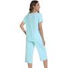 image:imageWiWi Pajamas for Women Soft Cooling Short Sleeve Sleepwear with Capri Pants Viscose from Bamboo Pjs Sets SXXLAqua