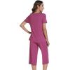 image:imageWiWi Pajamas for Women Soft Cooling Short Sleeve Sleepwear with Capri Pants Viscose from Bamboo Pjs Sets SXXLBeet Red