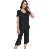 image:imageWiWi Pajamas for Women Soft Cooling Short Sleeve Sleepwear with Capri Pants Viscose from Bamboo Pjs Sets SXXLBlack