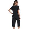 image:imageWiWi Pajamas for Women Soft Cooling Short Sleeve Sleepwear with Capri Pants Viscose from Bamboo Pjs Sets SXXLBlack
