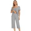 image:imageWiWi Pajamas for Women Soft Cooling Short Sleeve Sleepwear with Capri Pants Viscose from Bamboo Pjs Sets SXXLHeather Grey