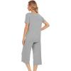 image:imageWiWi Pajamas for Women Soft Cooling Short Sleeve Sleepwear with Capri Pants Viscose from Bamboo Pjs Sets SXXLHeather Grey