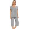 image:imageWiWi Pajamas for Women Soft Cooling Short Sleeve Sleepwear with Capri Pants Viscose from Bamboo Pjs Sets SXXLHeather Grey