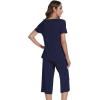 image:imageWiWi Pajamas for Women Soft Cooling Short Sleeve Sleepwear with Capri Pants Viscose from Bamboo Pjs Sets SXXLNavy