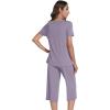 image:imageWiWi Pajamas for Women Soft Cooling Short Sleeve Sleepwear with Capri Pants Viscose from Bamboo Pjs Sets SXXLViolet