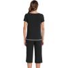 image:imageWiWi Pajamas for Women Soft Knit Capri Pants Pajama Sets Summer Pjs Sleepwear Comfy Lounge Set Viscose from Bamboo SXXLAblack