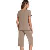 image:imageWiWi Pajamas for Women Soft Knit Capri Pants Pajama Sets Summer Pjs Sleepwear Comfy Lounge Set Viscose from Bamboo SXXLAcamel