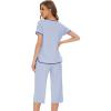 image:imageWiWi Pajamas for Women Soft Knit Capri Pants Pajama Sets Summer Pjs Sleepwear Comfy Lounge Set Viscose from Bamboo SXXLAlight Blue