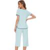image:imageWiWi Pajamas for Women Soft Knit Capri Pants Pajama Sets Summer Pjs Sleepwear Comfy Lounge Set Viscose from Bamboo SXXLAmist Green