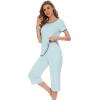 image:imageWiWi Pajamas for Women Soft Knit Capri Pants Pajama Sets Summer Pjs Sleepwear Comfy Lounge Set Viscose from Bamboo SXXLAmist Green