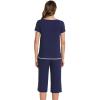 image:imageWiWi Pajamas for Women Soft Knit Capri Pants Pajama Sets Summer Pjs Sleepwear Comfy Lounge Set Viscose from Bamboo SXXLAnavy