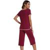 image:imageWiWi Pajamas for Women Soft Knit Capri Pants Pajama Sets Summer Pjs Sleepwear Comfy Lounge Set Viscose from Bamboo SXXLAwine