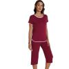 image:imageWiWi Pajamas for Women Soft Knit Capri Pants Pajama Sets Summer Pjs Sleepwear Comfy Lounge Set Viscose from Bamboo SXXLAwine