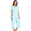 image:imageWiWi Pajamas for Women Soft Knit Capri Pants Pajama Sets Summer Pjs Sleepwear Comfy Lounge Set Viscose from Bamboo SXXLBaqua