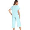 image:imageWiWi Pajamas for Women Soft Knit Capri Pants Pajama Sets Summer Pjs Sleepwear Comfy Lounge Set Viscose from Bamboo SXXLBaqua