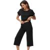 image:imageWiWi Pajamas for Women Soft Knit Capri Pants Pajama Sets Summer Pjs Sleepwear Comfy Lounge Set Viscose from Bamboo SXXLBblack