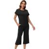 image:imageWiWi Pajamas for Women Soft Knit Capri Pants Pajama Sets Summer Pjs Sleepwear Comfy Lounge Set Viscose from Bamboo SXXLBblack