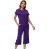image:imageWiWi Pajamas for Women Soft Knit Capri Pants Pajama Sets Summer Pjs Sleepwear Comfy Lounge Set Viscose from Bamboo SXXLBdark Purple