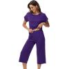 image:imageWiWi Pajamas for Women Soft Knit Capri Pants Pajama Sets Summer Pjs Sleepwear Comfy Lounge Set Viscose from Bamboo SXXLBdark Purple