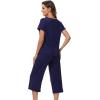image:imageWiWi Pajamas for Women Soft Knit Capri Pants Pajama Sets Summer Pjs Sleepwear Comfy Lounge Set Viscose from Bamboo SXXLBnavy