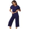 image:imageWiWi Pajamas for Women Soft Knit Capri Pants Pajama Sets Summer Pjs Sleepwear Comfy Lounge Set Viscose from Bamboo SXXLBnavy
