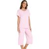 image:imageWiWi Pajamas for Women Soft Knit Capri Pants Pajama Sets Summer Pjs Sleepwear Comfy Lounge Set Viscose from Bamboo SXXLBpink