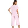 image:imageWiWi Pajamas for Women Soft Knit Capri Pants Pajama Sets Summer Pjs Sleepwear Comfy Lounge Set Viscose from Bamboo SXXLBpink