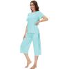 image:imageWiWi Pajamas for Women Soft Knit Capri Pants Pajama Sets Summer Pjs Sleepwear Comfy Lounge Set Viscose from Bamboo SXXLCaqua