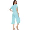 image:imageWiWi Pajamas for Women Soft Knit Capri Pants Pajama Sets Summer Pjs Sleepwear Comfy Lounge Set Viscose from Bamboo SXXLCaqua